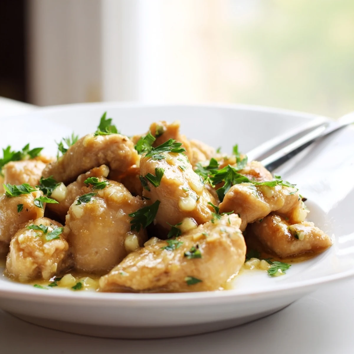 Slow-cooked garlic butter chicken crockpot meal featuring juicy chicken swimming in savory garlic-infused butter sauce