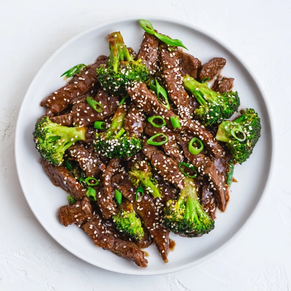 Tender beef strips and crisp broccoli florets coated in a savory sweet glaze