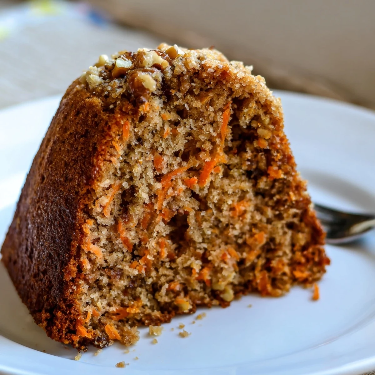 Freshly baked carrot cake banana bread cooling on wire rack with visible carrot shreds throughout