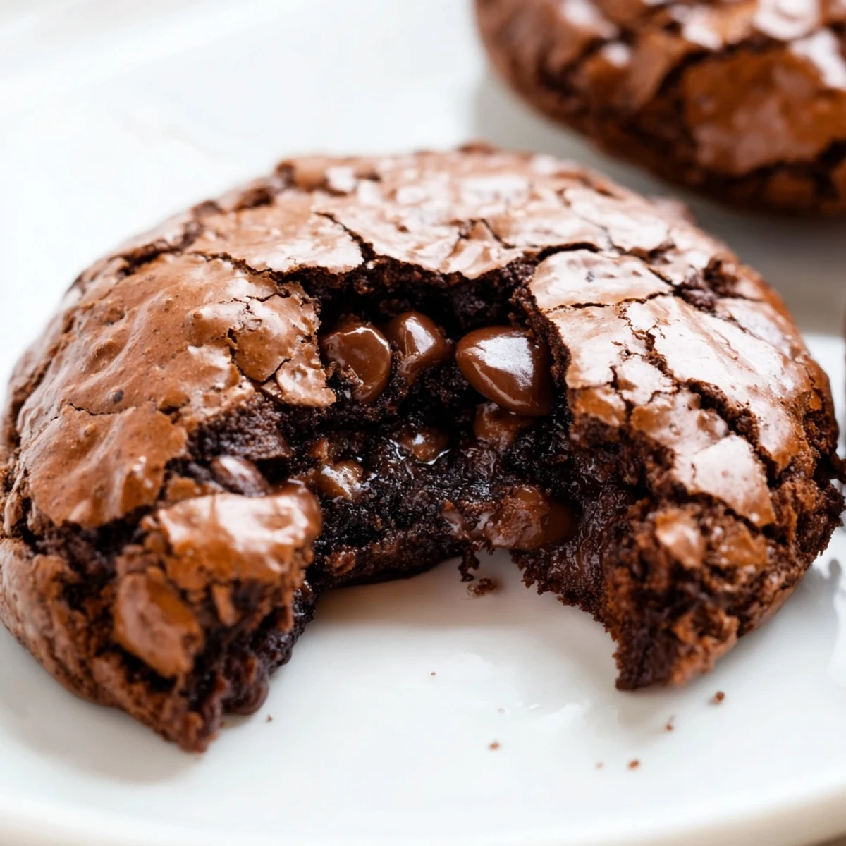 Fudgy brownie cookies stuffed with cookie dough displayed on a rustic wooden board