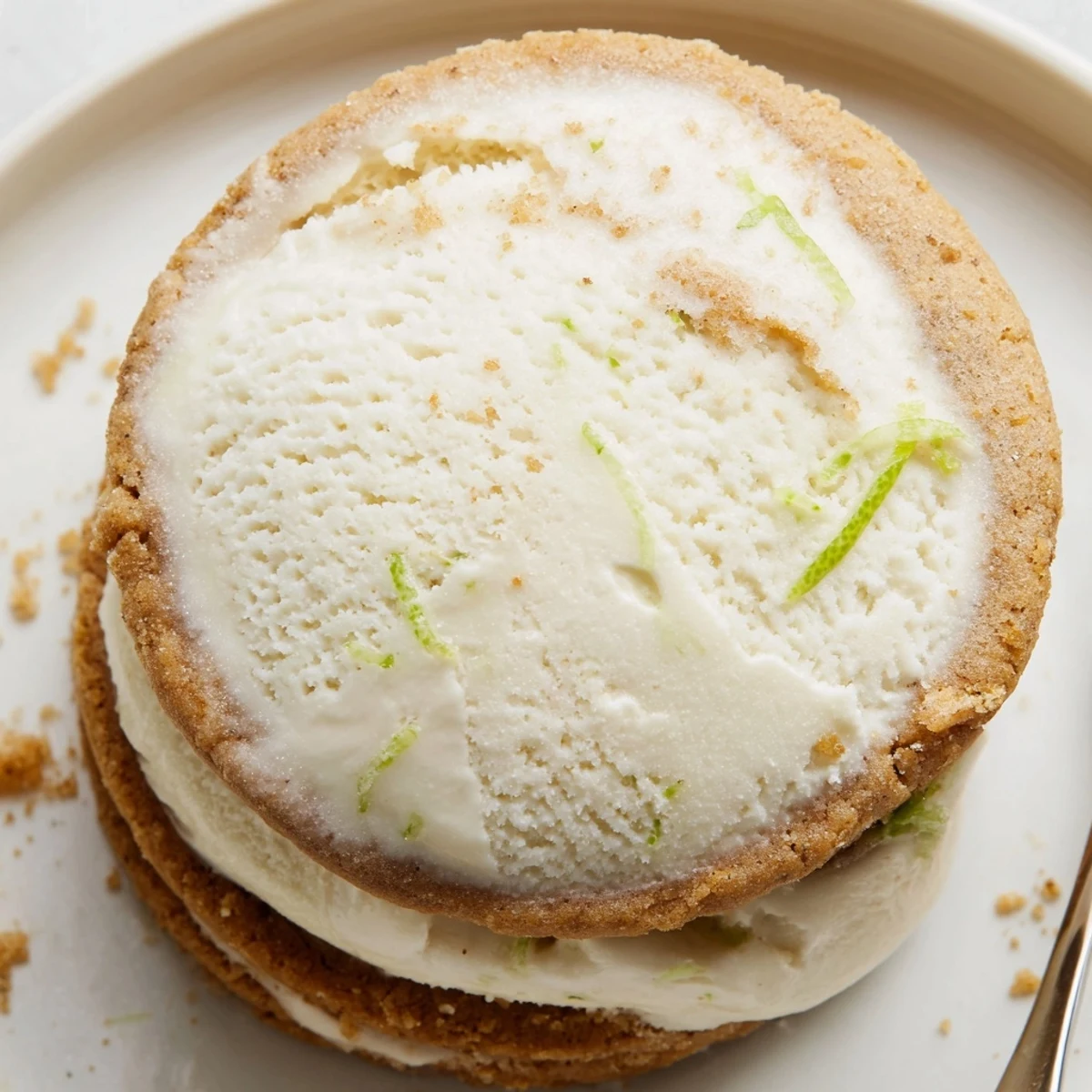 Creamy, tangy Key Lime Pie Ice Cream Sandwiches with crisp graham cracker cookies