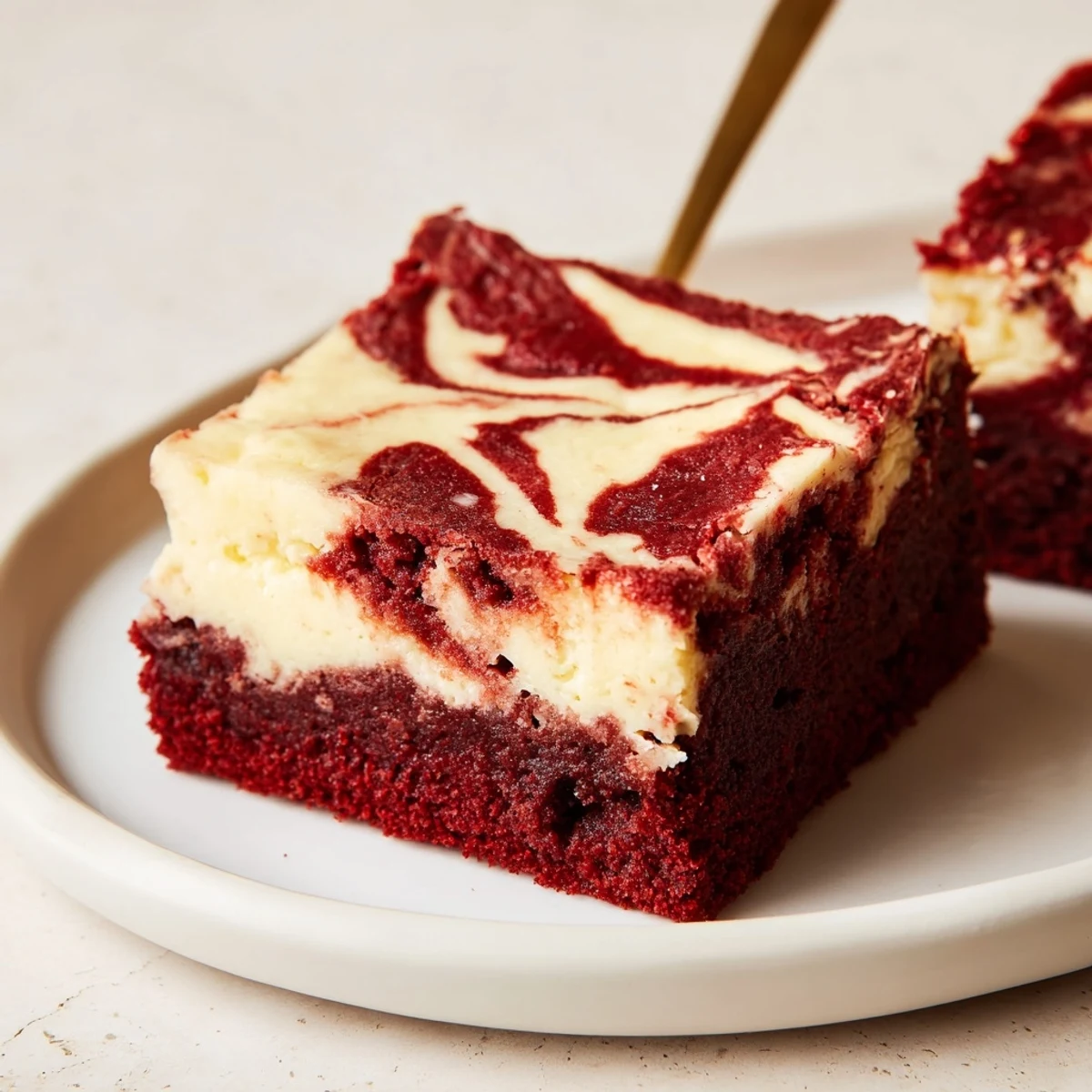 Baked Red Velvet Brownies With Cheesecake Layer cooling in parchment-lined pan