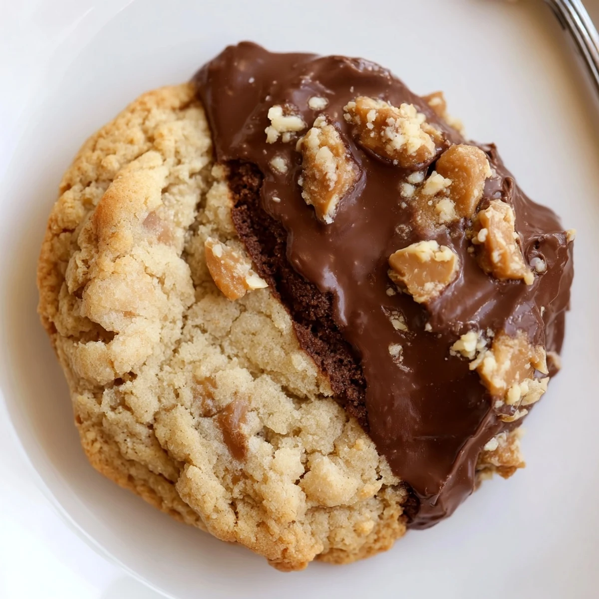 Stack of Chocolate Dipped Toffee Cookies on parchment, crisp toffee, silky chocolate coating