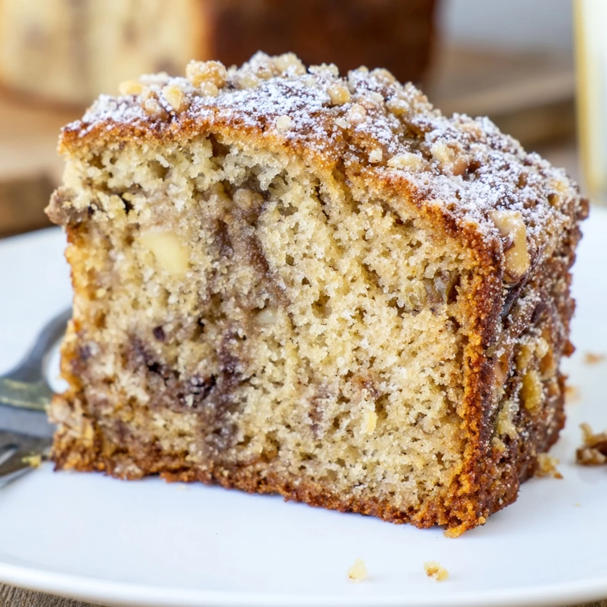Banana Bread Cake Recipe cooling on wire rack, golden top, moist inside