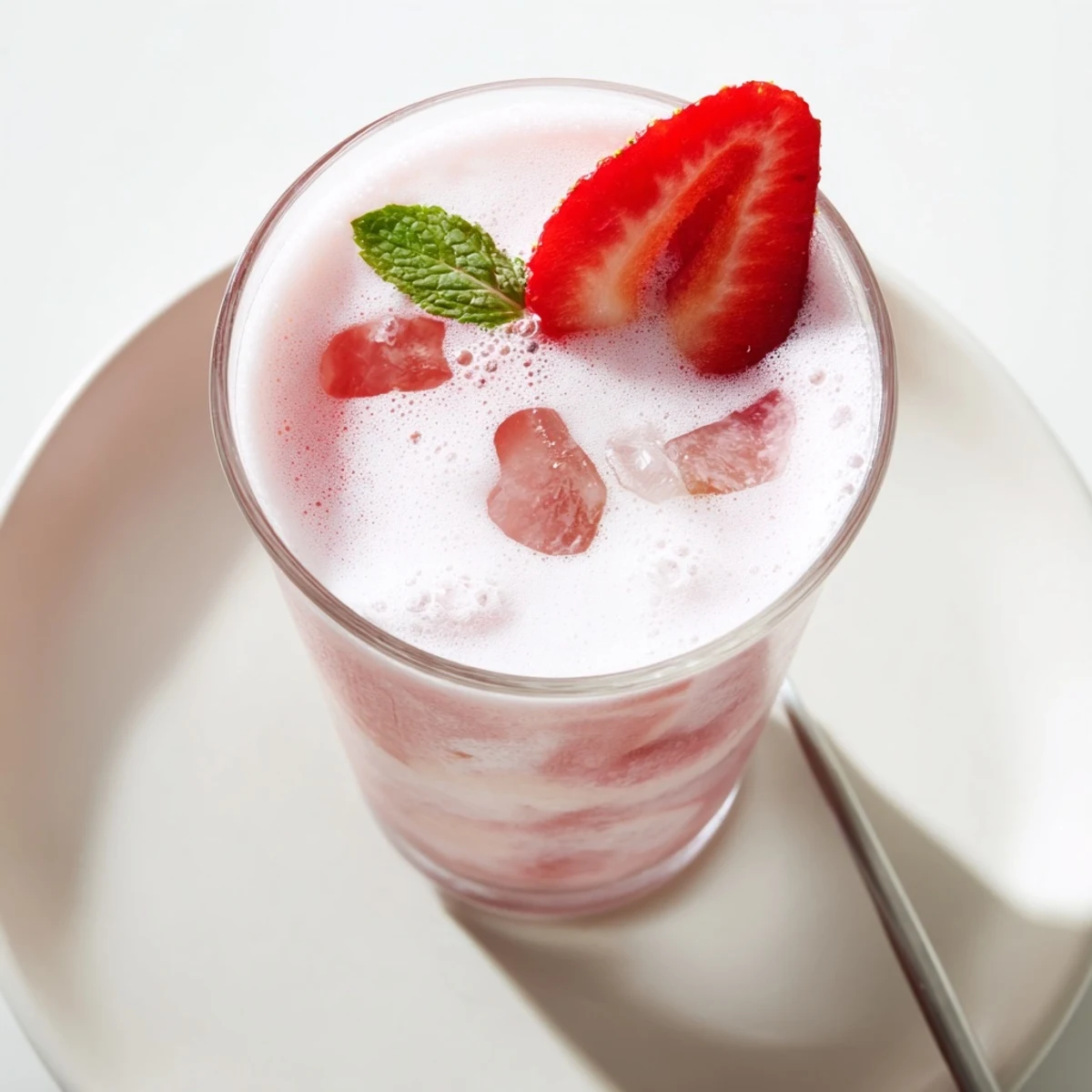 Frosty Strawberry Coconut Cooler with crushed ice, creamy coconut and bright lime.