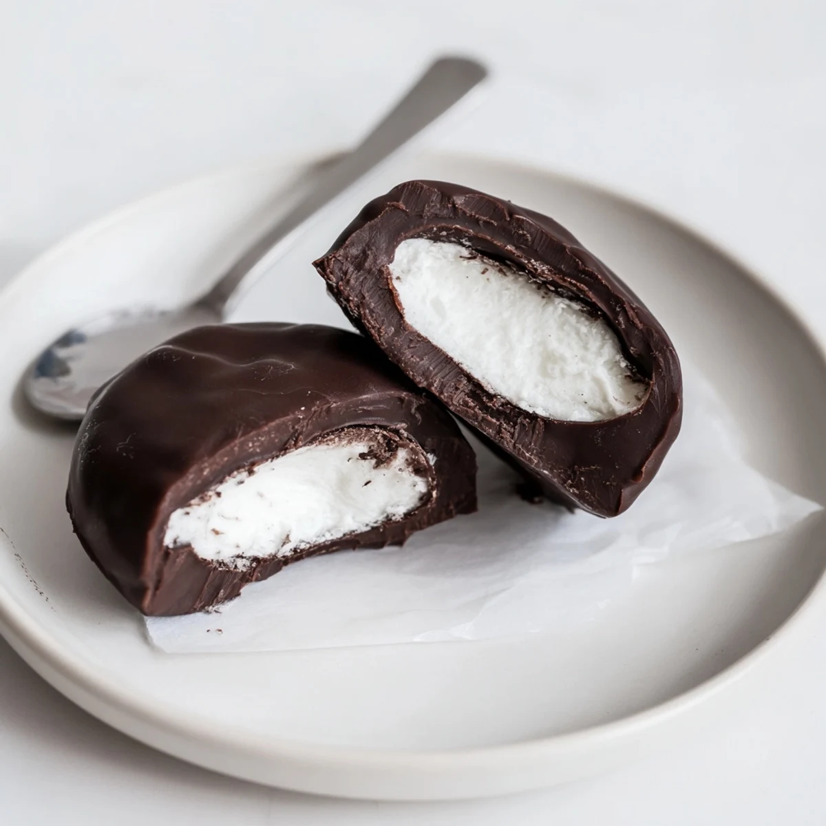 Hand dipped Peppermint Patties resting on a tray, sprinkled with crushed candy