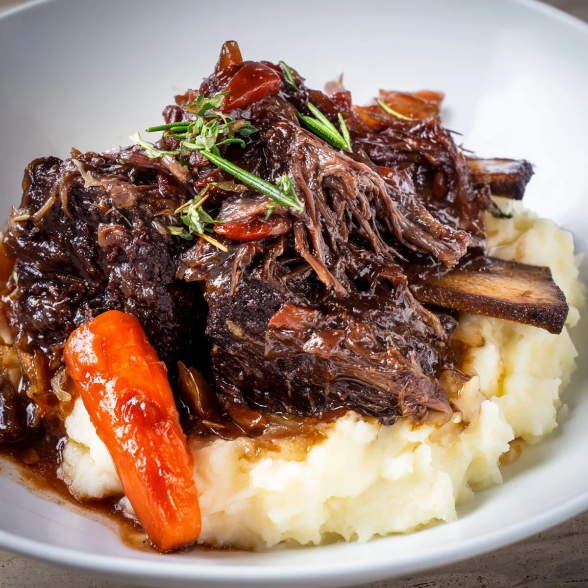 Slow Cooker Beef Short Ribs in rich red wine sauce, falling off the bone