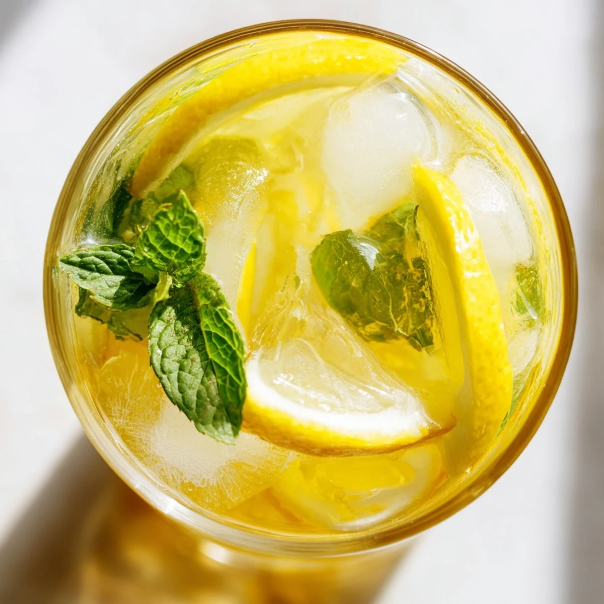 Easy lemonade recipe featuring freshly squeezed lemon juice, mint leaves, and sparkling water served over ice