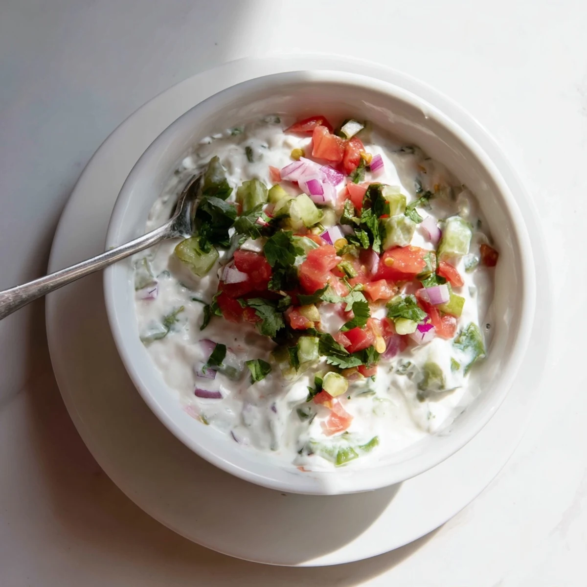 Thick and creamy Grillos pickle de gallo ranch dip featuring crunchy pickles and zesty pico de gallo swirl