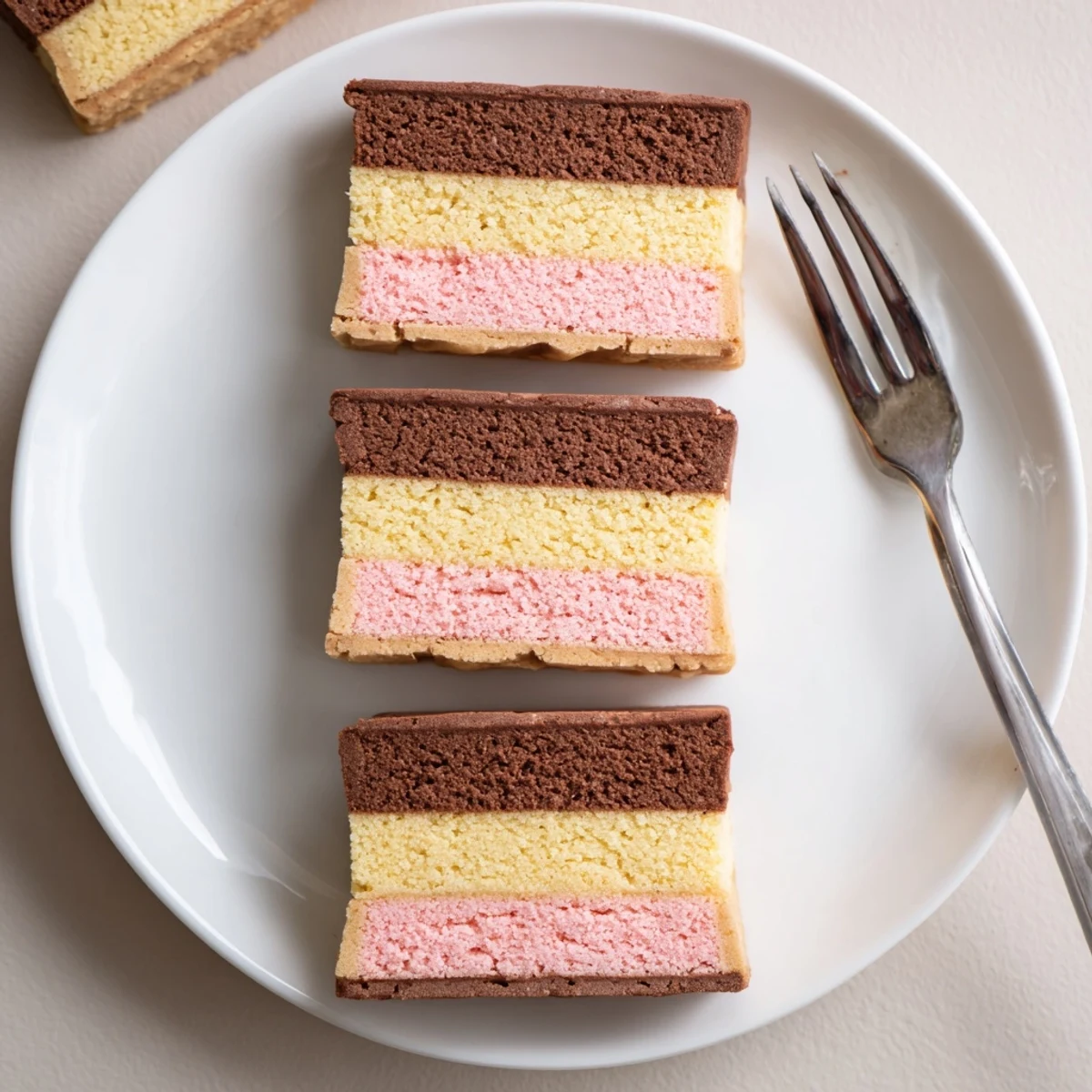 Freshly baked Neapolitan Cookies arranged on a wire cooling rack with golden edges