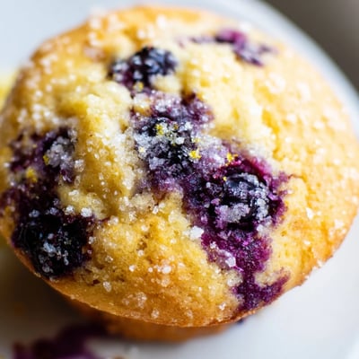 Moist lemon blueberry muffins bursting with fresh berries beside a cup of hot coffee
